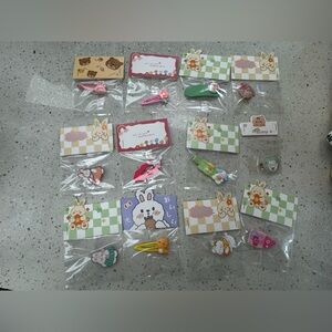 Cute Assorted Kids Hair Clips - Pink, Green, Yellow, White